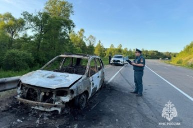 Два брата из Биробиджана едва не погибли во вспыхнувшей на ходу иномарке 