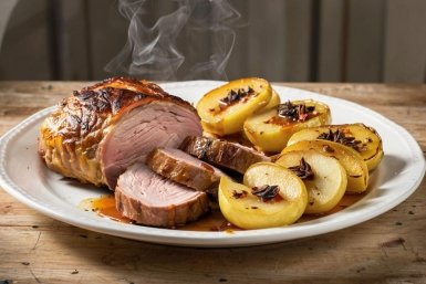 Сочные яблоки и нежная свинина: простой рецепт запечённого мяса