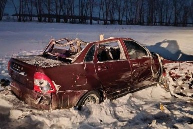 Под Омском "Приора" врезалась в лошадей, погибли двое юношей