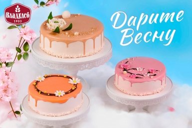 Изысканные торты к 8 Марта от компании &quotВладхлеб&quot АО &quotВладхлеб&quot