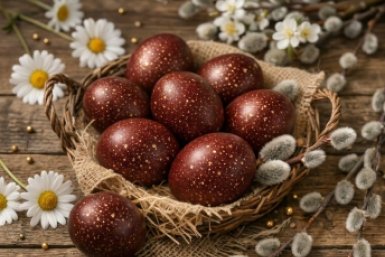 Эффект "дорого-богато": сияющие яйца на пасху в трендовом цвете "бордо" — хит 2026 года