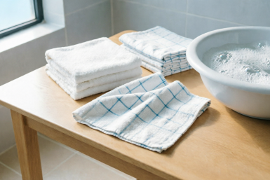 1 трюк перед стиркой — кухонные полотенца белее облаков: мощно экономлю и никакой возни