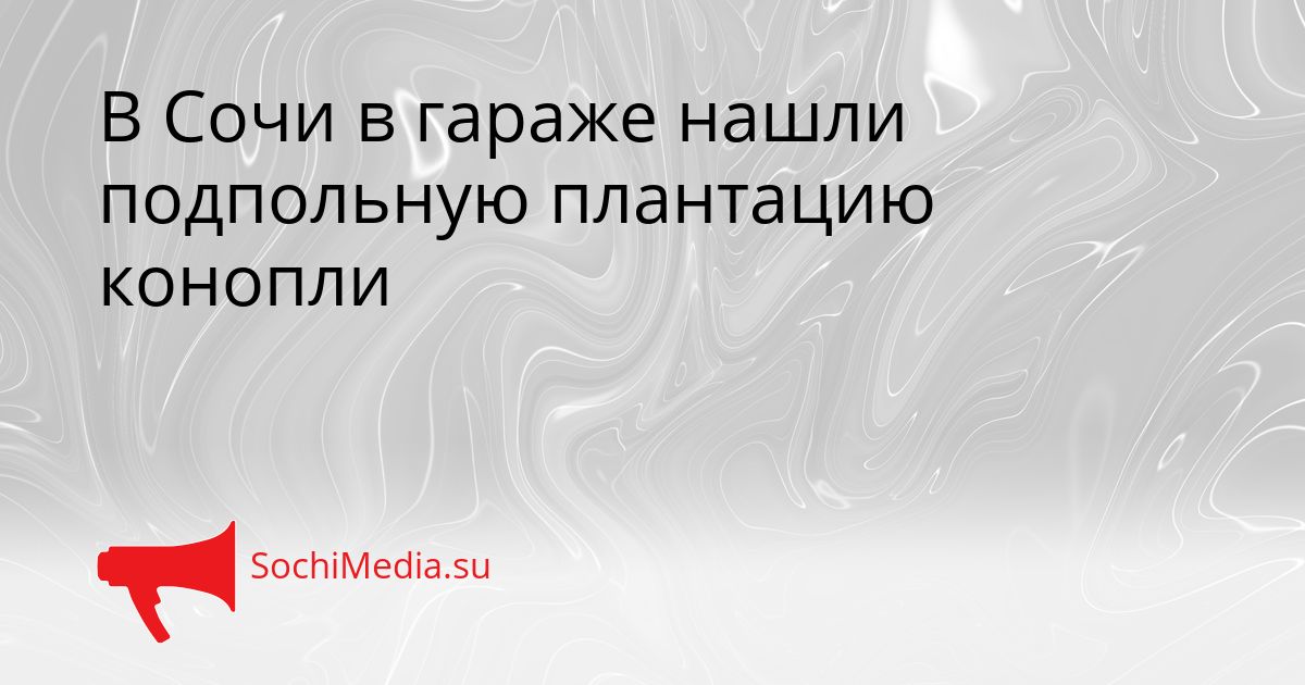 В Сочи в гараже нашли подпольную плантацию конопли Сгенерировано