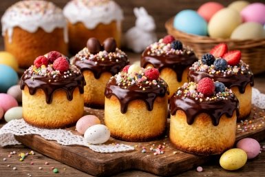 Вместо кулича пеку бисквитных малышей - через 10 минут в духовке сахарные облачки: макушку заливаю шоколадом