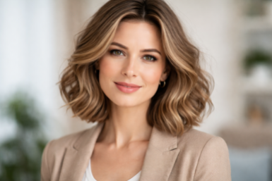 С таким окрашиванием волосы выглядят густыми и объемными – никаких залысин и седины