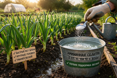 Чеснок нуждается в допинге весной — 2 ст. л. на 10 л, и зелень прет без остановки