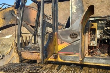 Экскаватор сгорел на автодороге в Невельском районе пресс-служба ОКУ &quotПСС Сахалинской области&quot