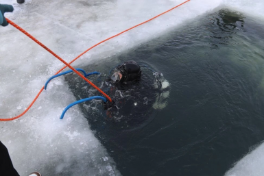 Водолазы Службы спасения Якутии тренируются в реке Лена Служба спасения РС (Я)