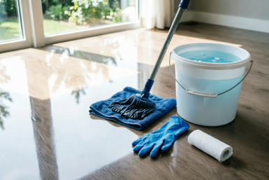 Две ложки в ведро и швабру в ход — полы сияют, как солнце: ни пятнышка разводов