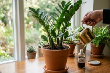 Замиокулькас "взорвется" новыми стрелами: 3 ложки в воду — и горшка станет мало