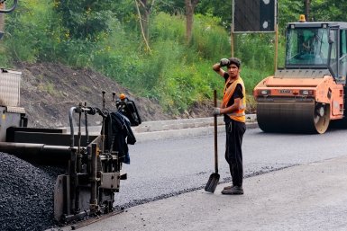 Ремонт дорог, спецтехника, дорога, асфальтирование, каток Евгений  Кулешов, ИА PrimaMedia.ru