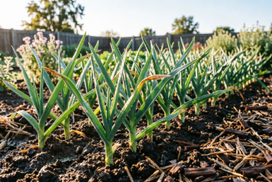 Чесноку в апреле - не только полив: 20 г на 10 л воды - растет как густой лес