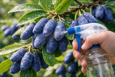 Жимолость прет как грибы: 3 приема на кустах - и побеги поперли стеной, ягода сладкая, а урожай собираю до заморозков