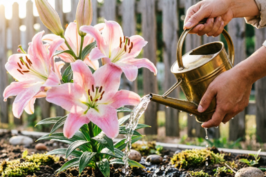 Перед цветением лилии — обязательно: 15 г на 10 литров — и бутоны вымахают на зависть соседям