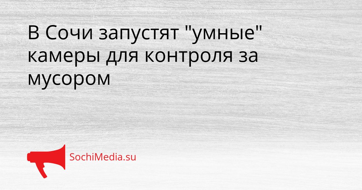 В Сочи запустят &quotумные&quot камеры для контроля за мусором Сгенерировано