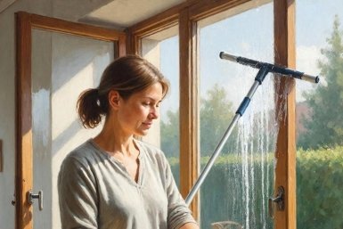 Клею прокладку на швабру: И мою окна - ни 1 развода нет, стекла прозрачнее слезы младенца