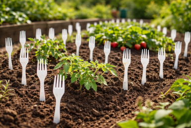 Истыкала грядки вилками - 20 штук в шахматном порядке, и паразиты сбегают с огорода как ошпаренные: клубнике обязательно