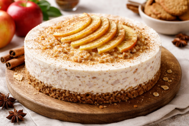 Яблочный торт из овсяного печенья: духовка не нужна – замесили и в холодильник