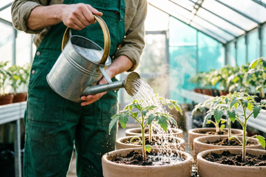 Через 10 дней после высадки томатов — обязательно: 1 литр под куст — и мясистые помидоры собираем тачками