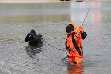Водолазы достали опасный мусор со дна Комсомольского пруда в Ставрополе