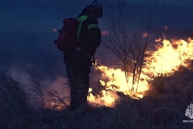 Пожарные защитили малочисленный населенный пункт от ландшафтного возгорания в Амурском районе Предоставлено пресс-службой ГУ МЧС России по Хабаровскому краю