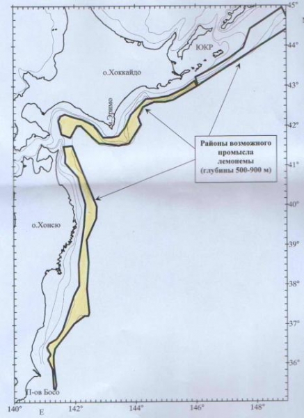 Здесь приморцы традиционно вылавливают лемонему Схема предоставлена УРХ