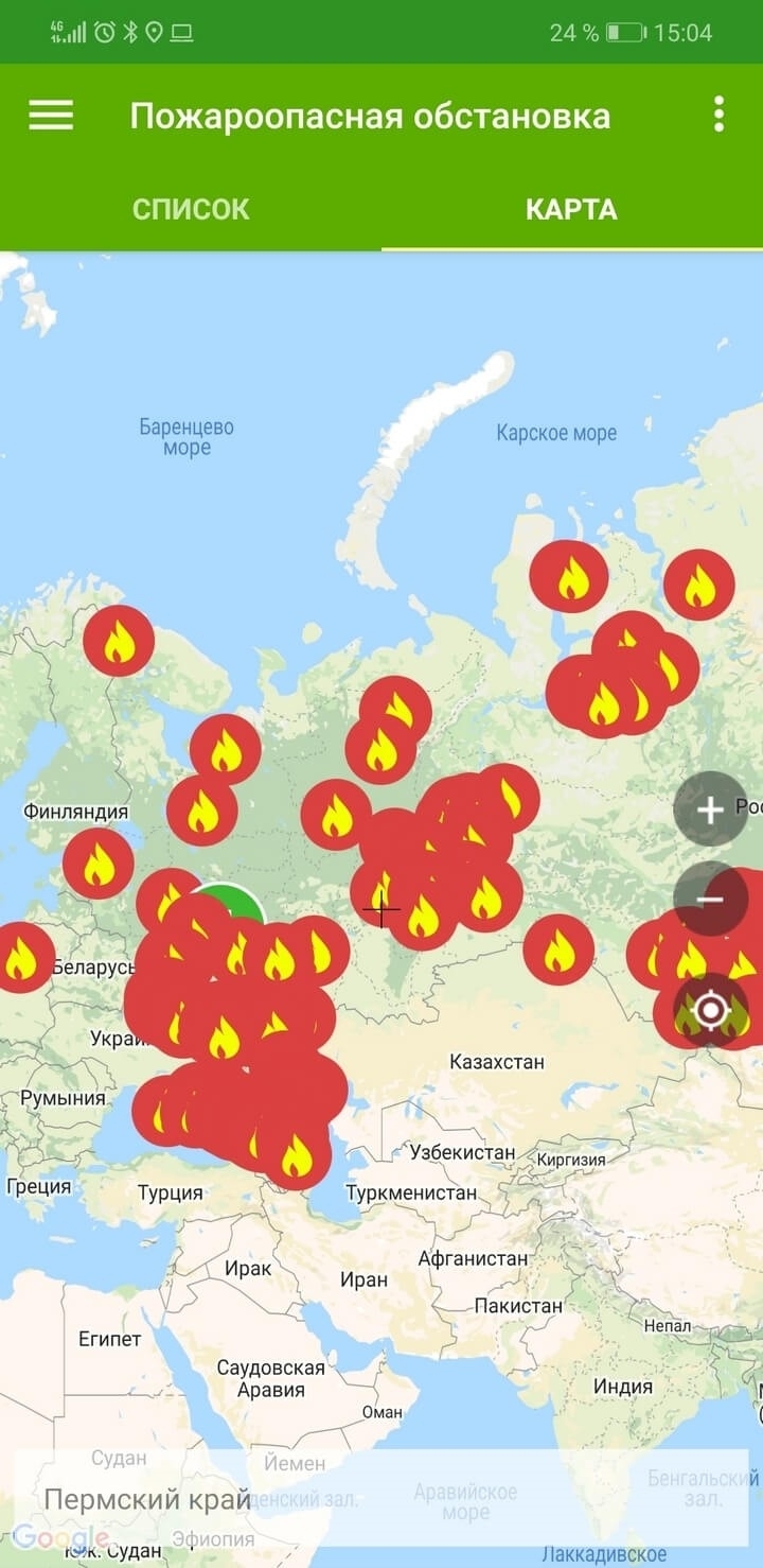 Свердловская область карта пожаров онлайн в реальном времени