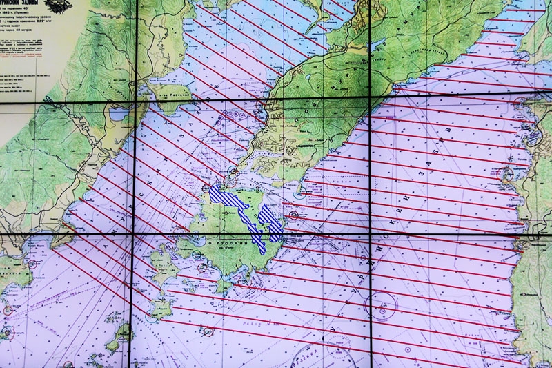 Морская карта острова русский с глубинами