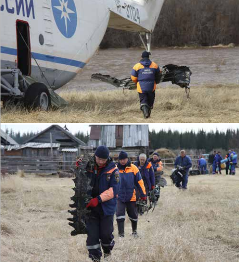 Поисковые работы на месте крушения вертолёта Ми-8 авиакомпании "Ангара". 8 мая 2013 г.