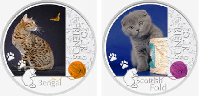 Монеты к 8 марта с кошками