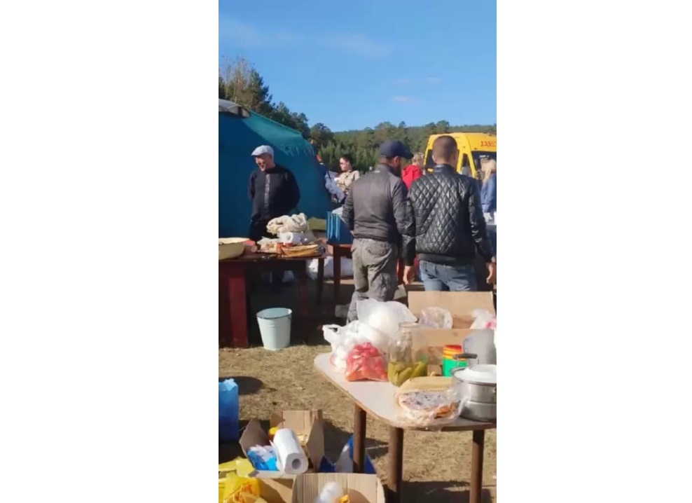 пункт сбора еды для мобилизованных в Забайкалье скриншот из видео очевидца
