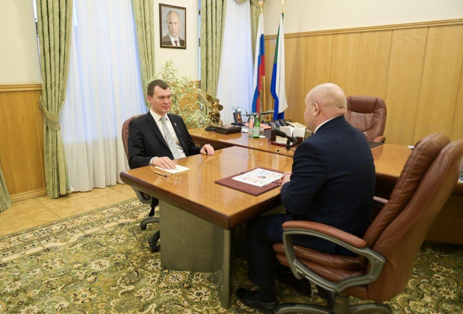 Михаил Дегтярев провел рабочую встречу с мэром Хабаровска Сергеем Кравчуком Александр Янышев