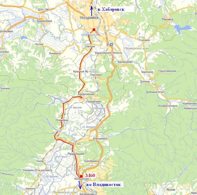 Трасса уссурийск хабаровск карта подробная