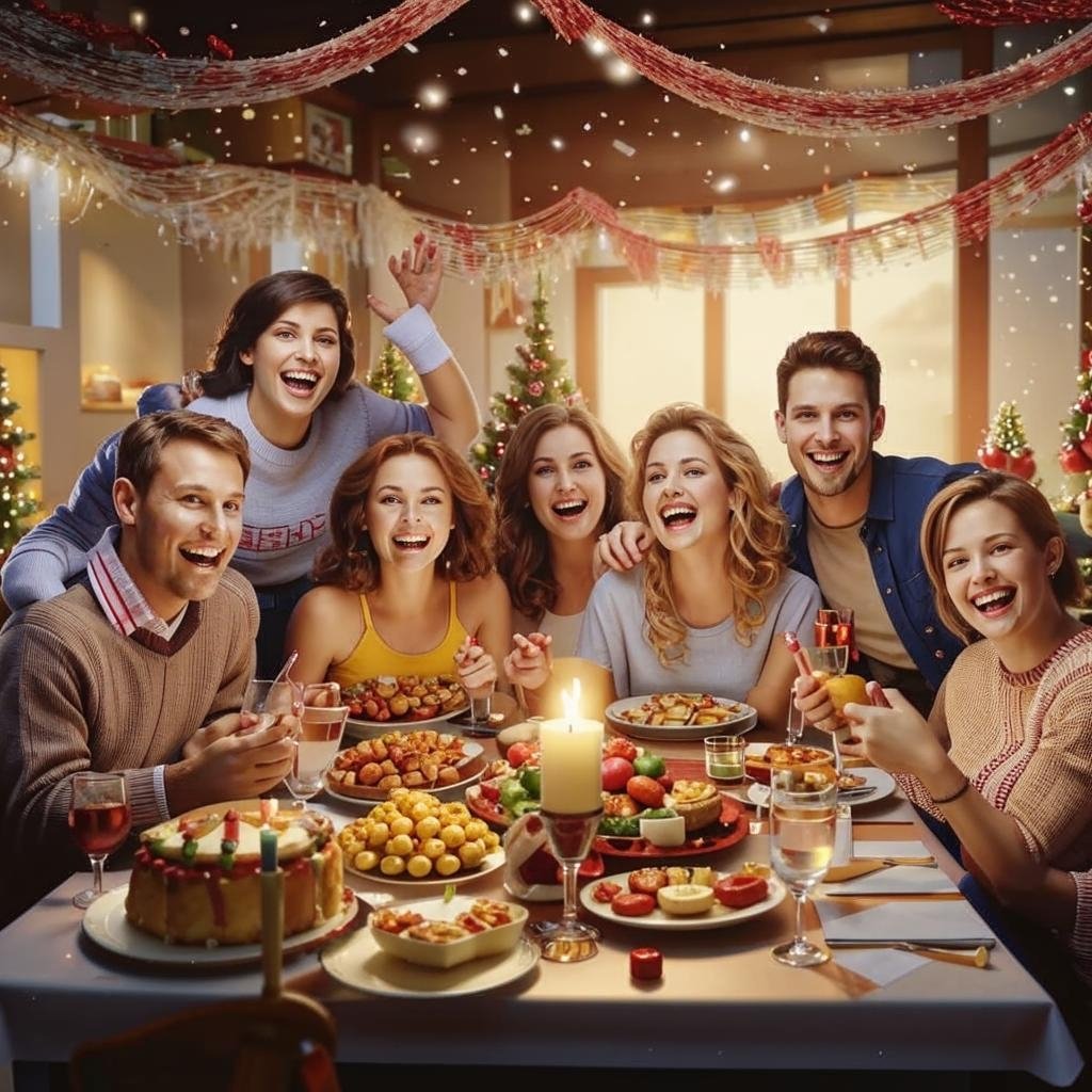 Новогодний стол сгенерировано сервисом &quotКандинский&quot (18+)