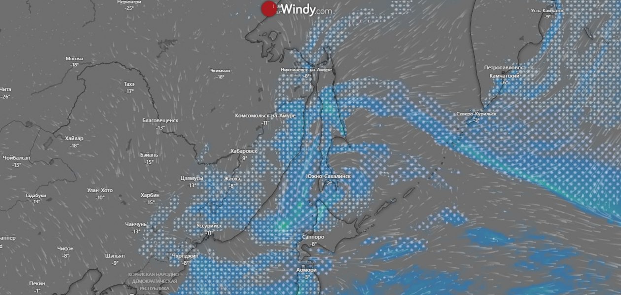 скрин-шот с сервиса Windy.com