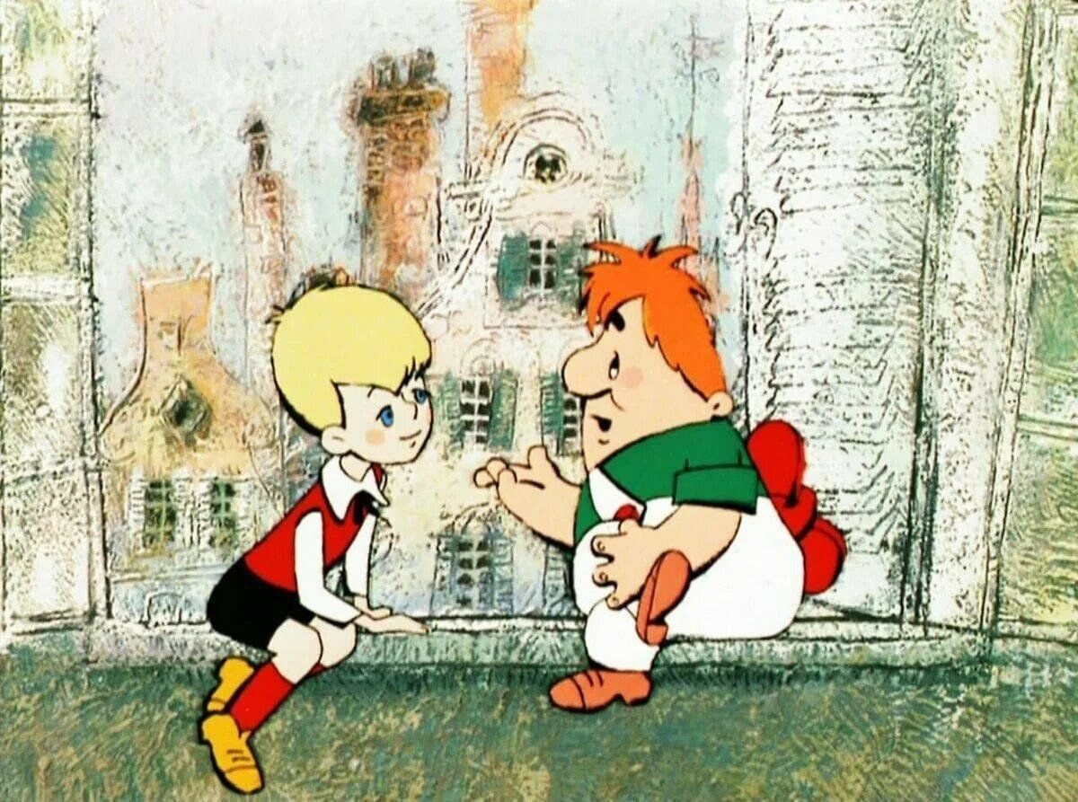 Карлсон знакомится с Малышом кадр из мультфильма &quotМалыш и Карлсон&quot (0+), 1968 год