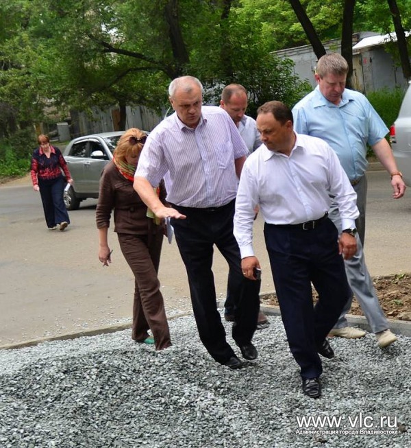 Пушкарёв проверил первые тротуары для слабовидящих людей, Фото с места события из других источников