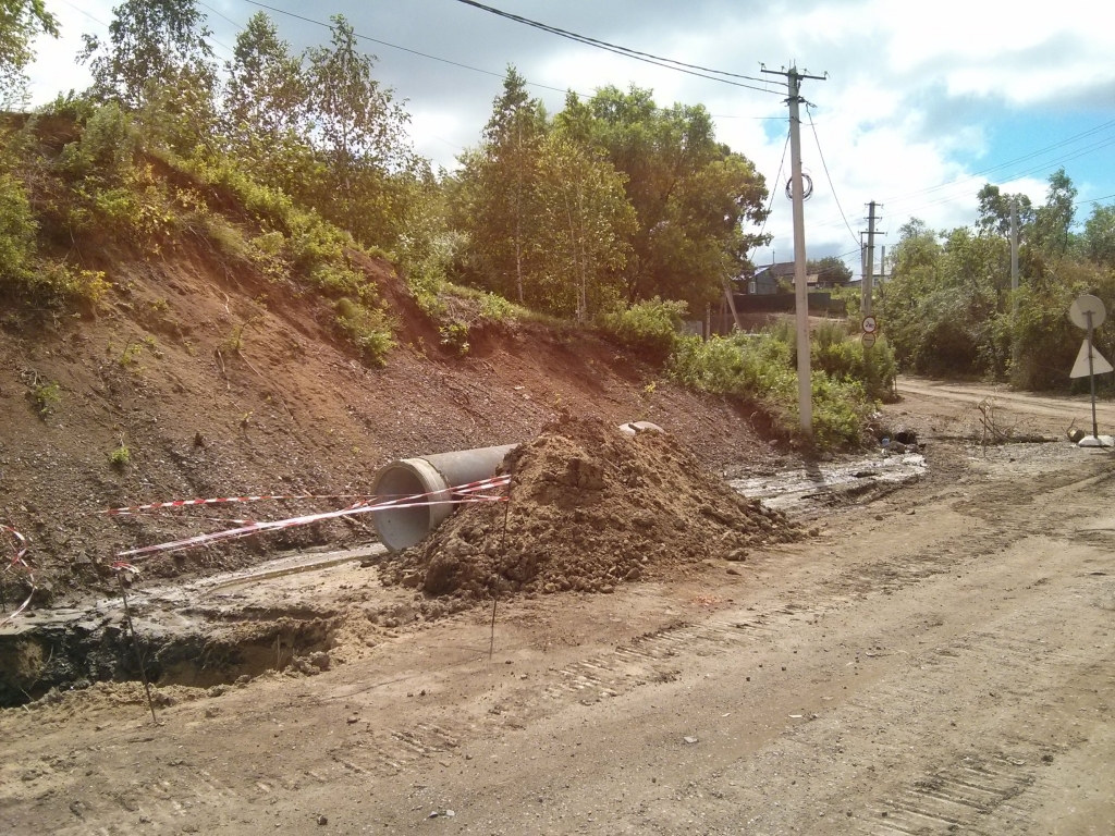 Обустройство ливневки на улице, Фото с места события собственное