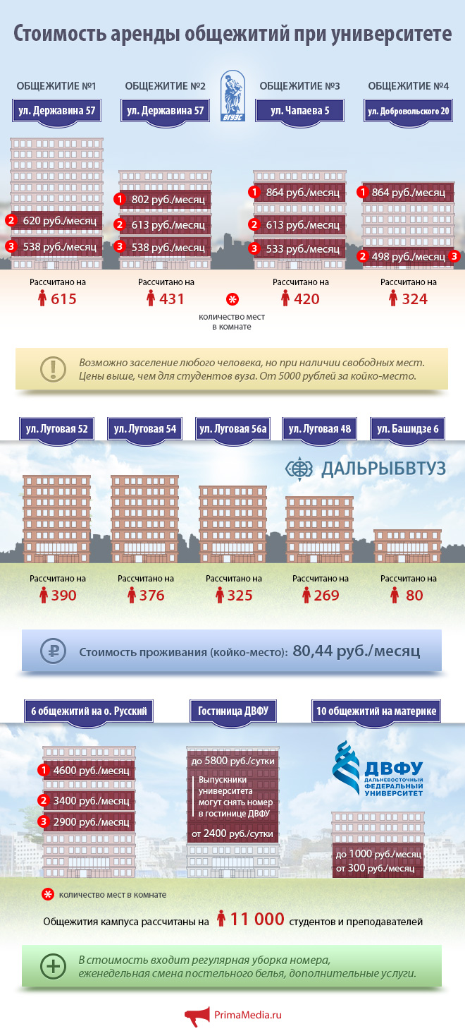 Цены на общежития, Инфографика