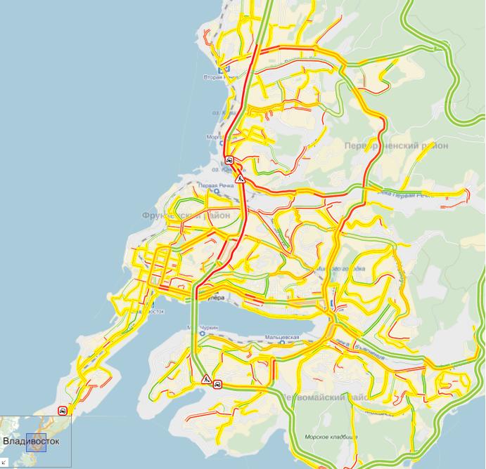 Пробки владивосток на карте