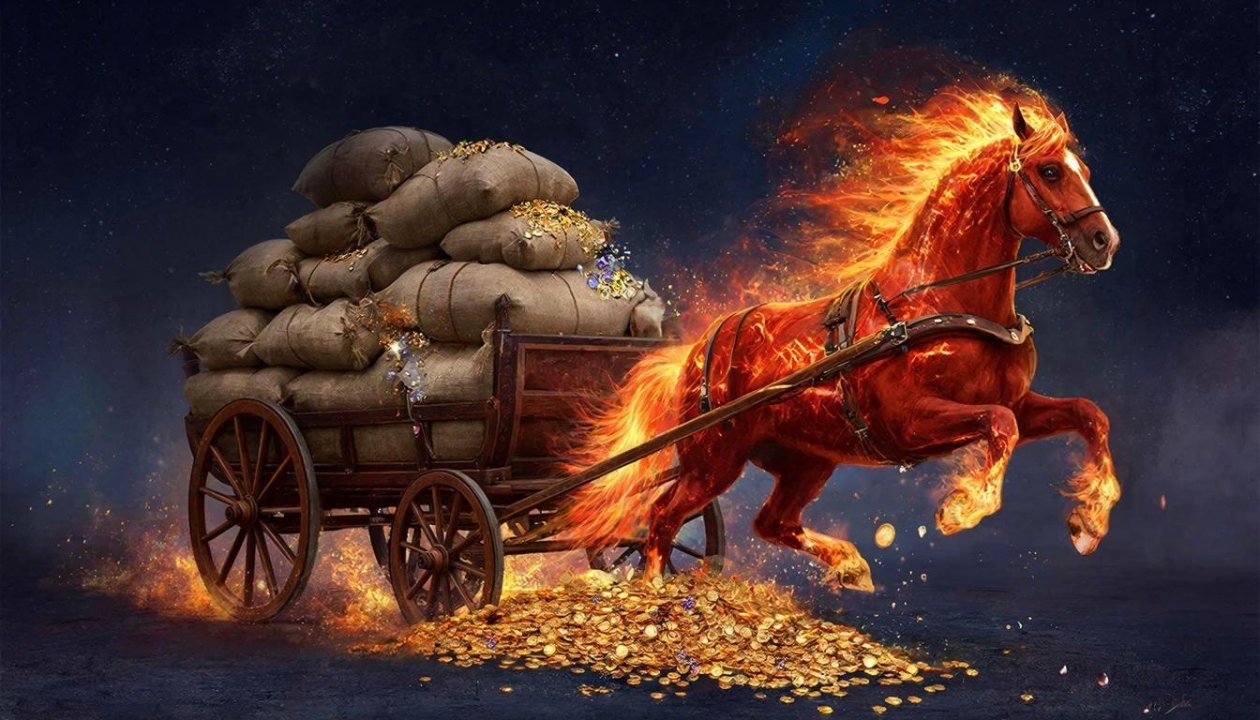 Красная Лошадь принесет мешки с деньгами: какие 2 знака получат тройную прибыль в Новом году ИИ Kandinsky (18+)