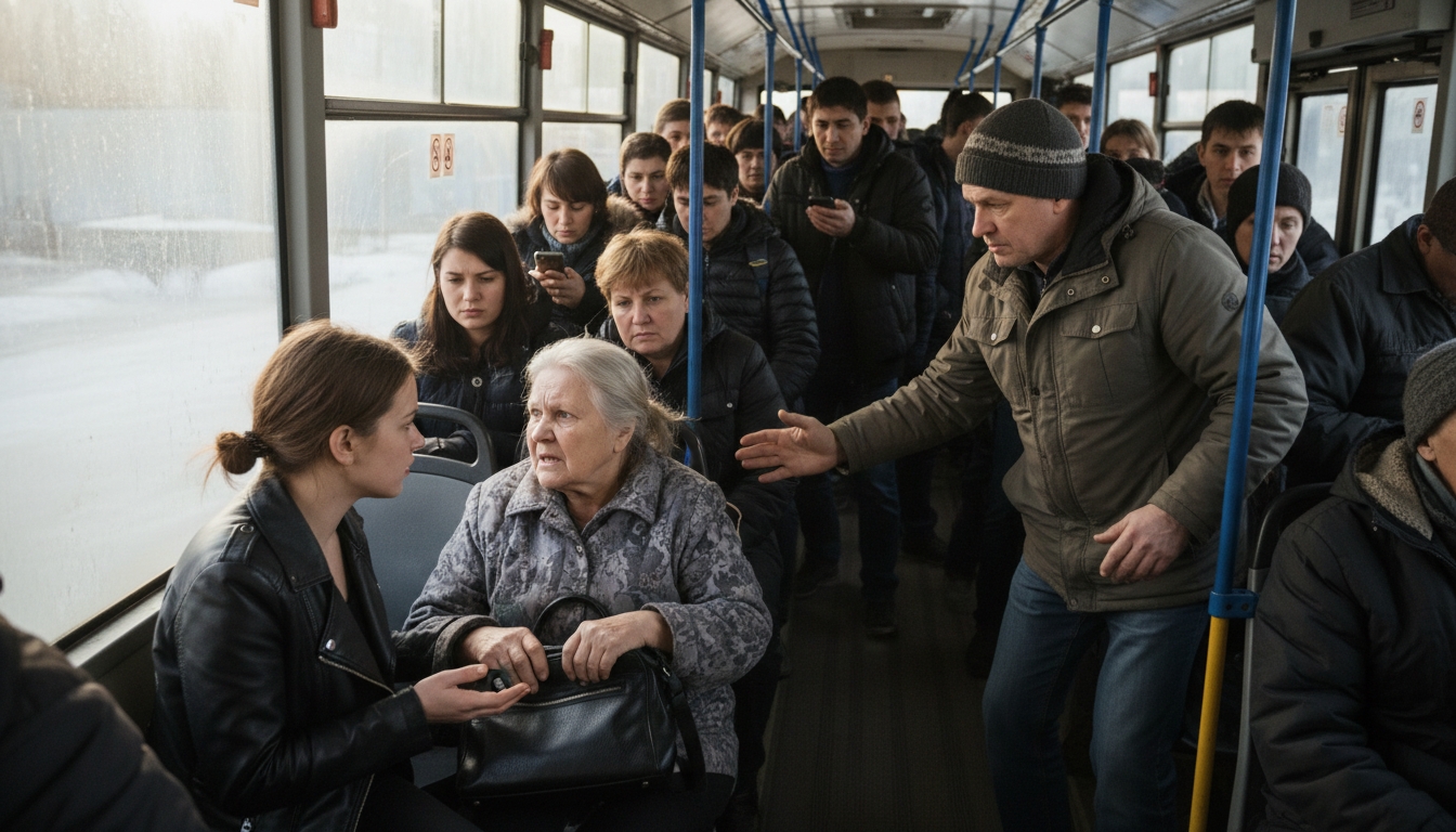 Драка из-за места в автобусе между Сланцами и Кингисеппом Сгенерировано