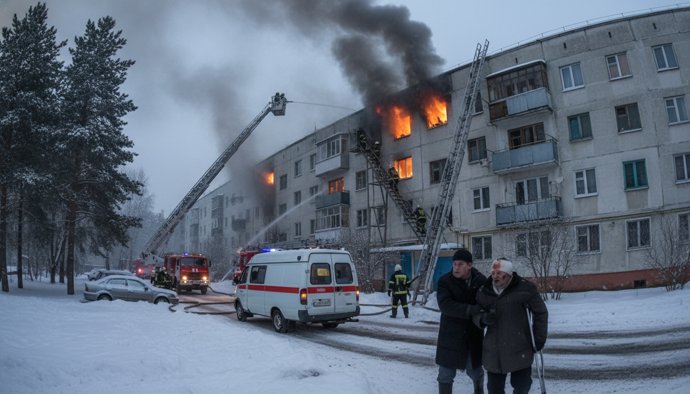 25 человек спасли при пожаре в Петродворцовом районе Сгенерировано