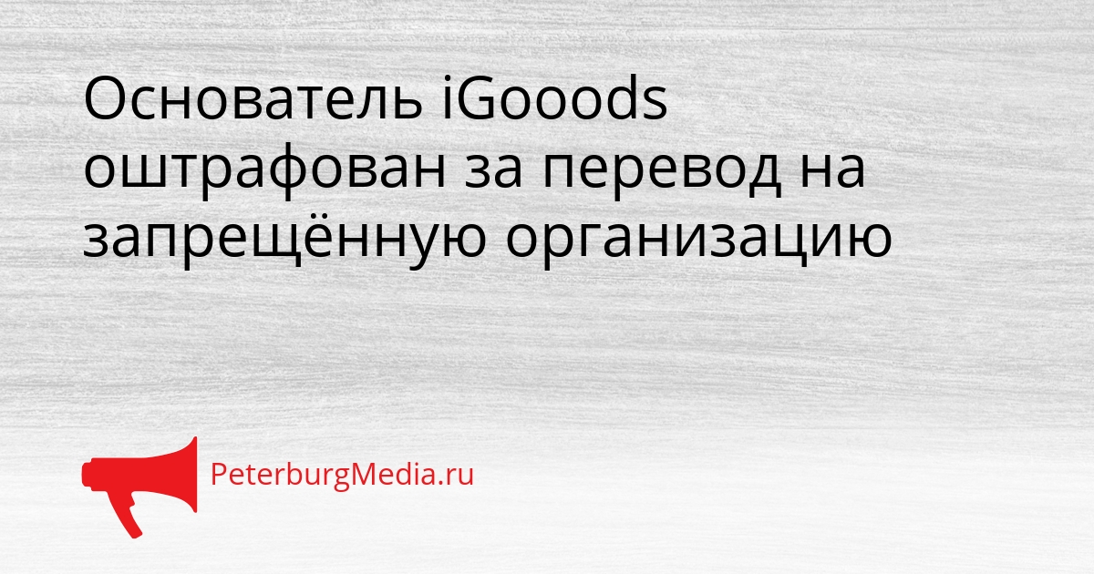 Основатель iGooods оштрафован за перевод на запрещённую организацию Сгенерировано