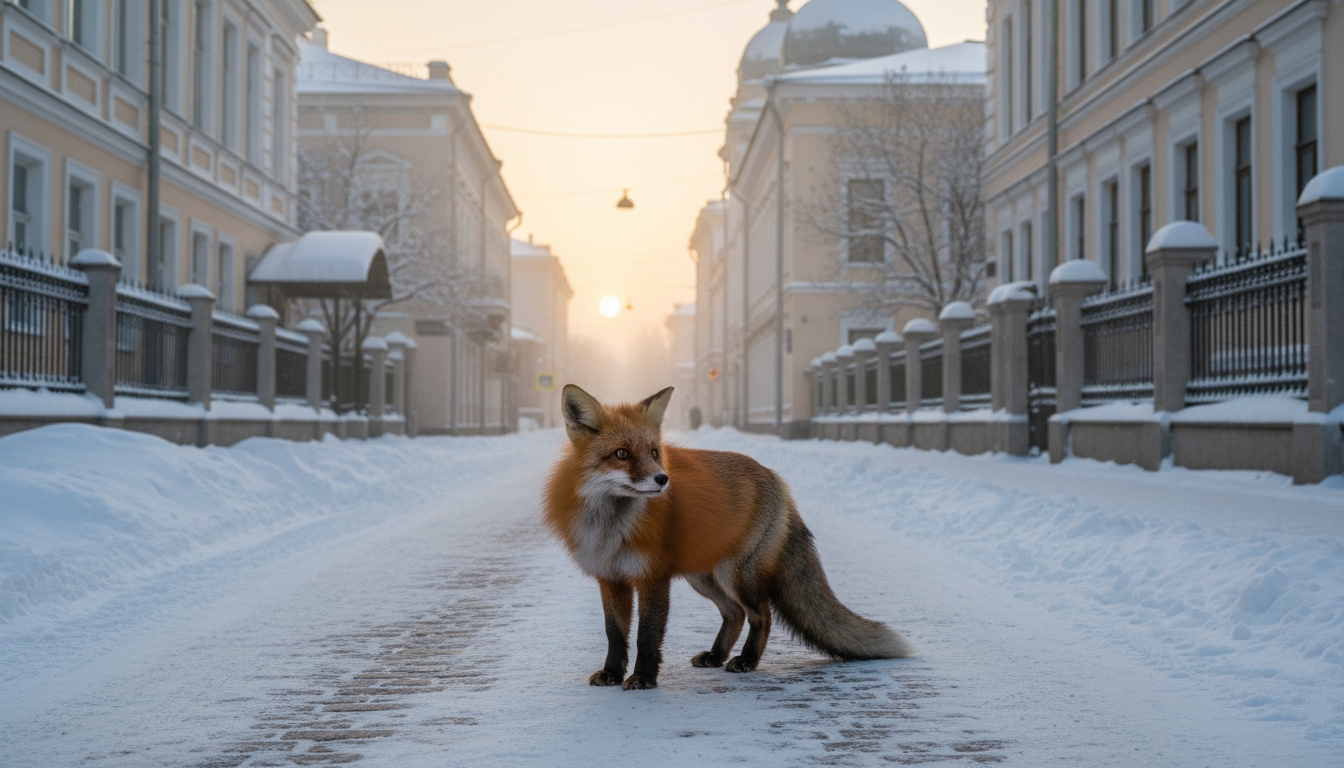 Домашняя лиса сбежала в Петербурге и заблудилась Сгенерировано