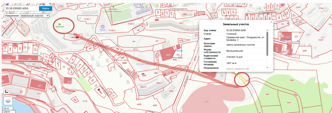 Скриншот с кадастровой карты
