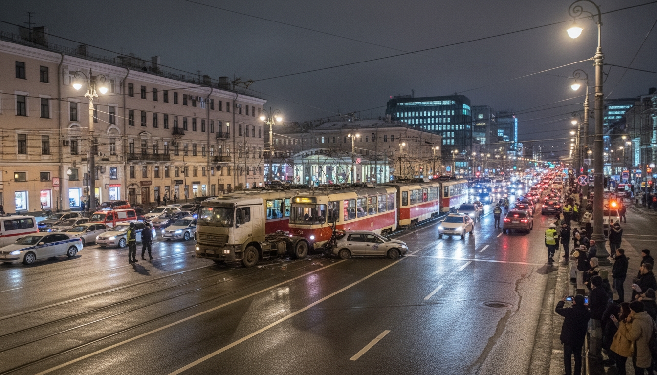 Серия ДТП парализовала трамвайное движение в городе Сгенерировано