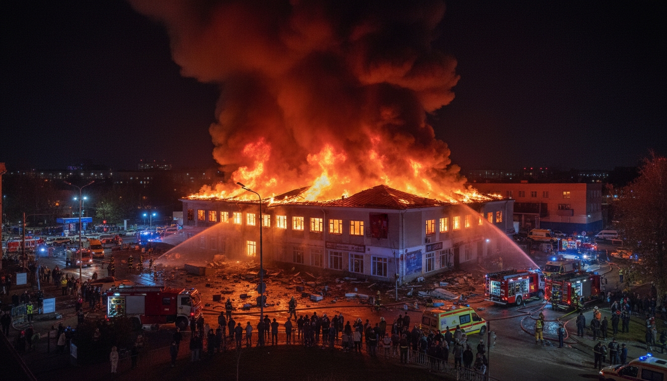 Крупный пожар на Правобережном рынке в Петербурге Сгенерировано