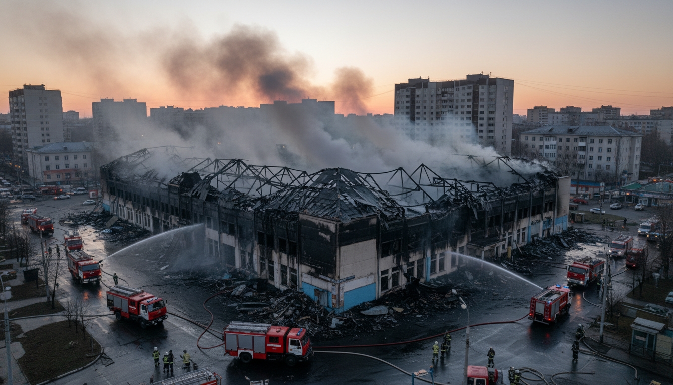 Пожар на Правобережном рынке в Петербурге полностью потушен Сгенерировано