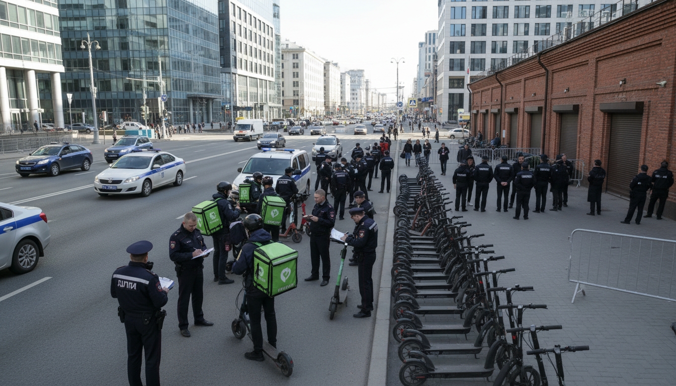В Петербурге задержали сотни курьеров-мигрантов и изъяли сотни скутеров Сгенерировано